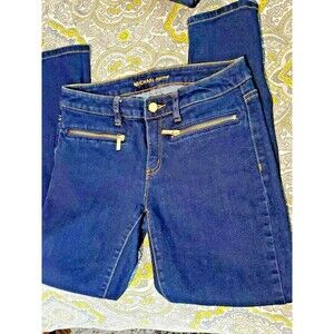 Rare Michael Kors Flat Front Zippered Pkts Soft Stretch Blue Denim Jeans 6 31X28